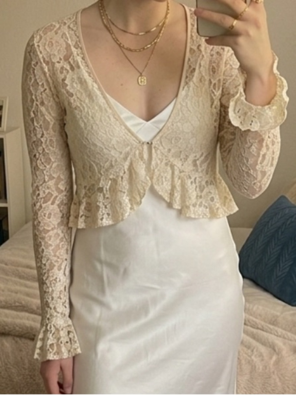 🌸 Vintage Coquette Cream Floral Lace Cardigan cover up 🌸